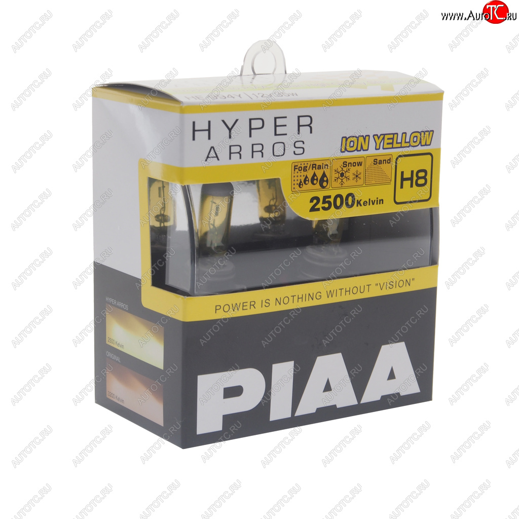 2 179 р. Лампа 12V H8 35W PGJ19-1 2500K бокс (2шт.) Hyper Arros Ion Yellow PIAA PIAA (Пиаа) he-994y-h8 PIAA (Пиаа) he-994y-h8  с доставкой в г. Кемерово