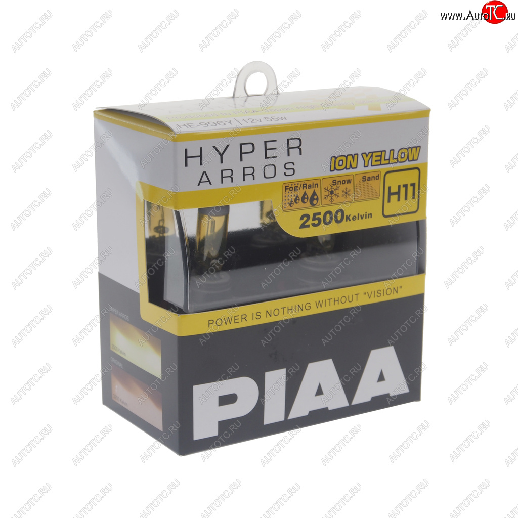 2 989 р. Лампа 12V H11 55W PGJ19-2 2500K бокс (2шт.) Hyper Arros Ion Yellow PIAA PIAA (Пиаа) he-996y-h11 PIAA (Пиаа) he-996y-h11  с доставкой в г. Кемерово