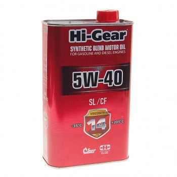 669 р. Масло моторное SYNTHETIC BLEND MOTOR OIL SL/CF 5W40 п/синт.1л HI-GEAR HI-GEAR hg1140 HI-GEAR hg1140  с доставкой в г. Кемерово. Увеличить фотографию 1