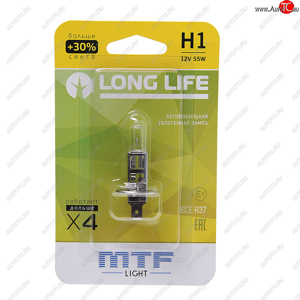 258 р. Лампа 12V H1 55W P14.5s +30% блистер (1шт.) Long Life MTF MTF hll1201b  с доставкой в г. Кемерово
