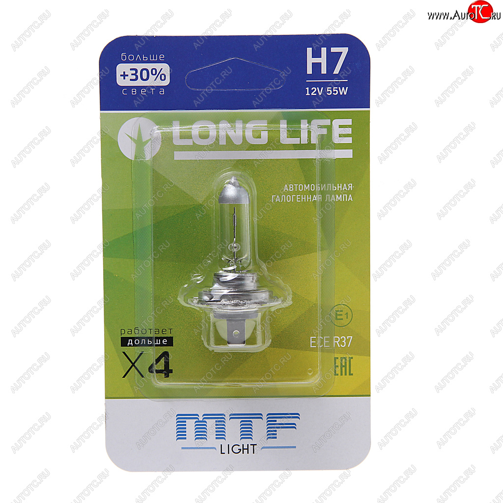 469 р. Лампа 12V H7 55W PX26d +30% блистер (1шт.) Long Life MTF MTF hll1207b  с доставкой в г. Кемерово