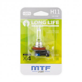 589 р. Лампа 12V H11 55W PGJ19-2 +30% блистер (1шт.) Long Life MTF MTF hll1211b  с доставкой в г. Кемерово. Увеличить фотографию 3