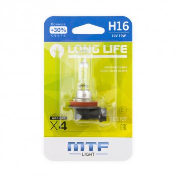659 р. Лампа 12V H16 19W PGJ19-3 +30% блистер (1шт.) Long Life MTF MTF hll1216b  с доставкой в г. Кемерово. Увеличить фотографию 2