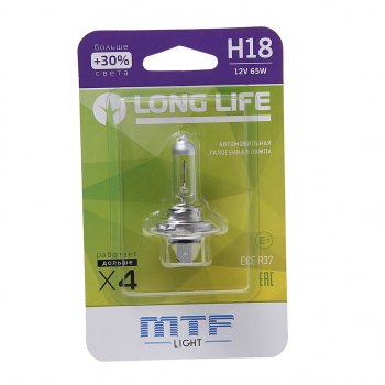 779 р. Лампа 12V H18 65W PY26d-1 +30% блистер (1шт.) Long Life MTF MTF hll1218b  с доставкой в г. Кемерово. Увеличить фотографию 1