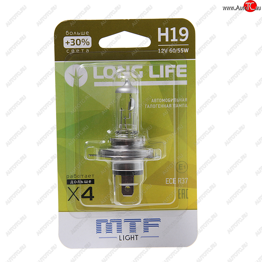 839 р. Лампа 12V H19 6055W PU43t-3 +30% блистер (1шт.) Long Life MTF MTF hll1219b  с доставкой в г. Кемерово