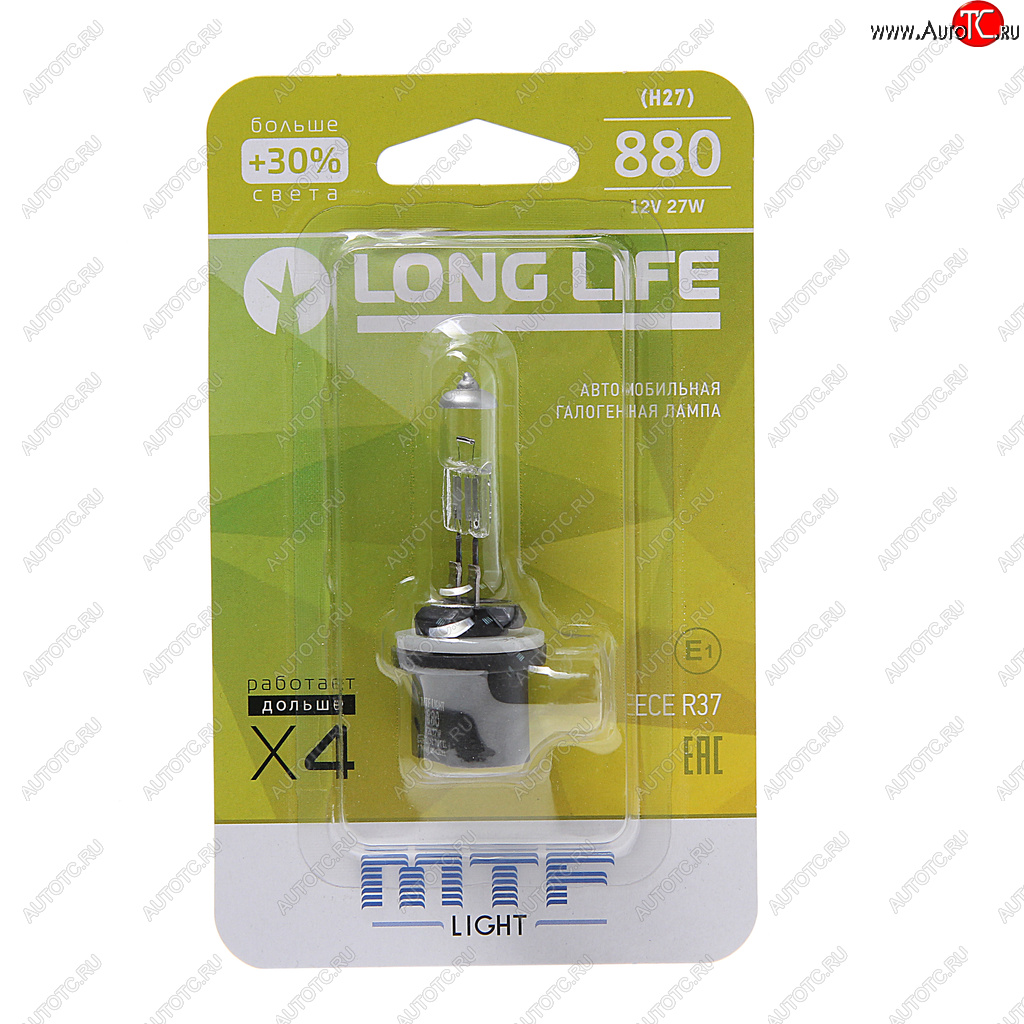 399 р. Лампа 12V H27(880) 27W +30% блистер (1шт.) Long Life MTF MTF hll1280b  с доставкой в г. Кемерово