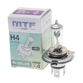 399 р. Лампа 24V H4 7570W P43t Long Life MTF MTF hs2404  с доставкой в г. Кемерово. Увеличить фотографию 1