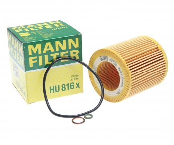 769 р. Фильтр масляный BMW 5 (E60),3 (E90),1 (E81),X3 (E83),X5 (E70),7 (E65),6 (E63) MANN MANN hu816x  с доставкой в г. Кемерово. Увеличить фотографию 1