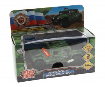 1 369 р. Модель автомобиля HUMMER H1 металлическая (свет, звук) ТЕХНОПАРК ТЕХНОПАРК humvepickup-12sl mil-gn  с доставкой в г. Кемерово. Увеличить фотографию 1