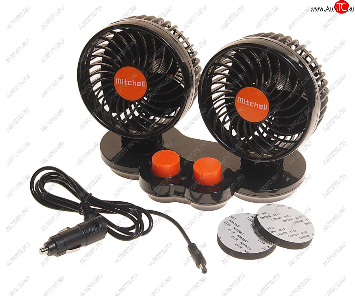 1 329 р. Вентилятор в салон 24V двойной на платформе оранжевый MITCHELL MITCHELL hx-t308e dc24v orange  с доставкой в г. Кемерово