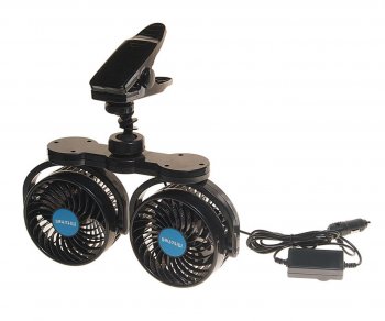1 839 р. Вентилятор в салон 12V двойной на прищепке синий MITCHELL MITCHELL hx-t607e dc12v blue  с доставкой в г. Кемерово. Увеличить фотографию 1