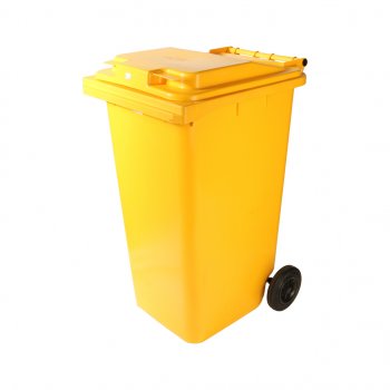 4 499 р. Контейнер мусорный 240л на колесах желтый 23.С29 IPLAST IPLAST ip-356604  с доставкой в г. Кемерово. Увеличить фотографию 1