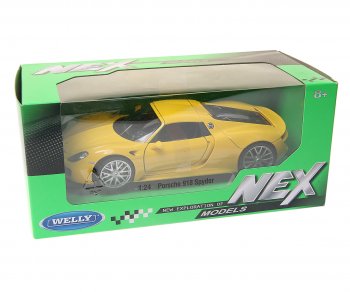 2 679 р. Модель автомобиля PORSCHE 918 Spyder металлическая (1:24) WELLY WELLY item no.24055w  с доставкой в г. Кемерово. Увеличить фотографию 1