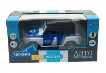 3 199 р. Модель автомобиля УАЗ-469 (полиция) металлическая (1:24) АВТОПАНОРАМА АВТОПАНОРАМА jb1200146  с доставкой в г. Кемерово. Увеличить фотографию 2