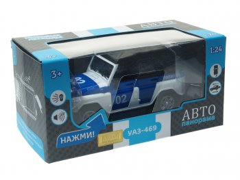 3 199 р. Модель автомобиля УАЗ-469 (полиция) металлическая (1:24) АВТОПАНОРАМА АВТОПАНОРАМА jb1200146  с доставкой в г. Кемерово. Увеличить фотографию 1