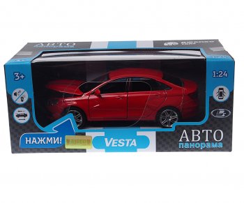 2 759 р. Модель автомобиля ЛАДА Vesta красная металлическая (1:24) АВТОПАНОРАМА АВТОПАНОРАМА jb1251125  с доставкой в г. Кемерово. Увеличить фотографию 2