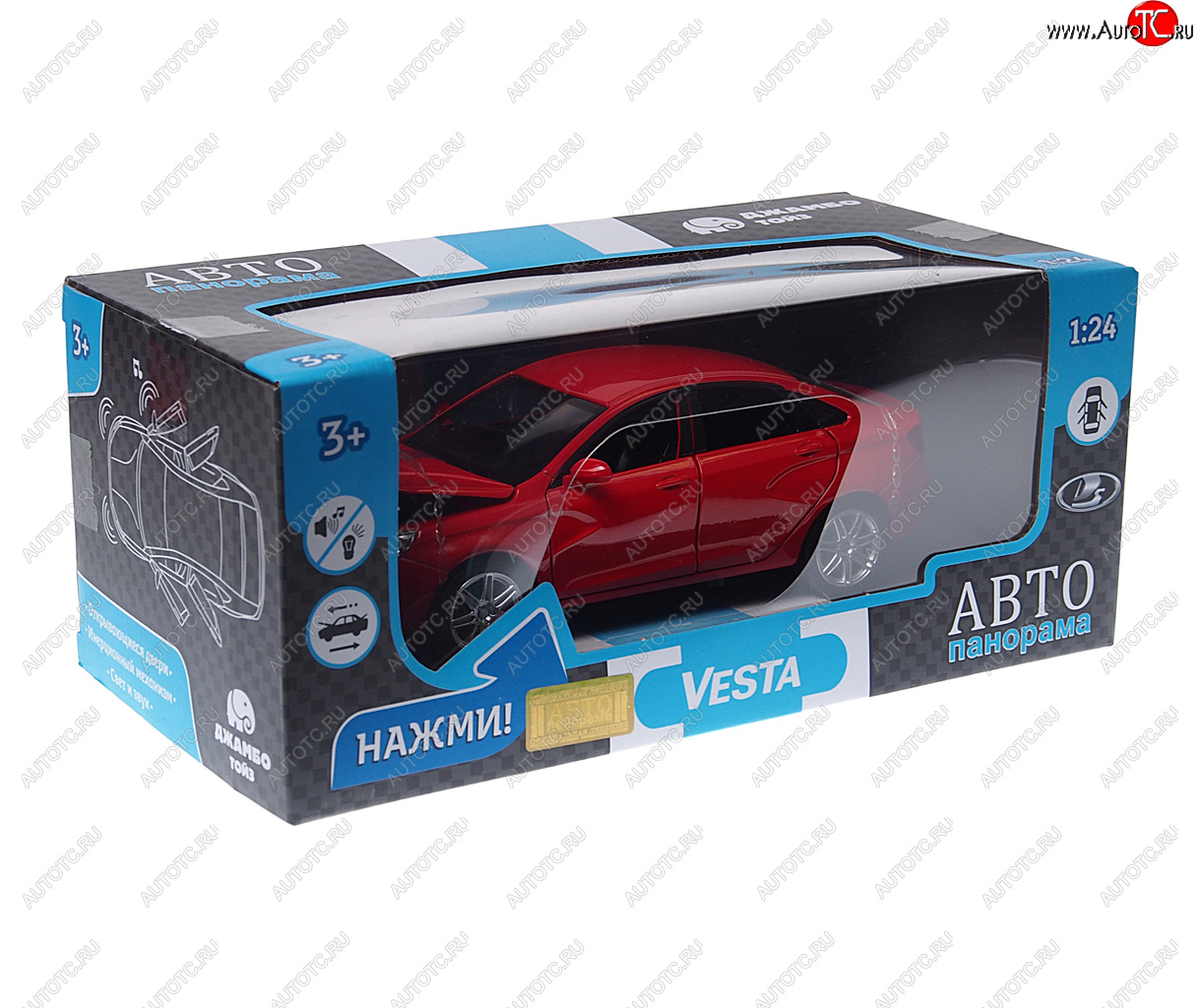 2 759 р. Модель автомобиля ЛАДА Vesta красная металлическая (1:24) АВТОПАНОРАМА АВТОПАНОРАМА jb1251125  с доставкой в г. Кемерово