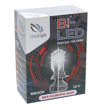 1 869 р. Лампа светодиодная 12V H4 P43t с линзой бокс (1шт.) CLEARLIGHT CLEARLIGHT kbm cl g3 н4 mini1  с доставкой в г. Кемерово. Увеличить фотографию 3