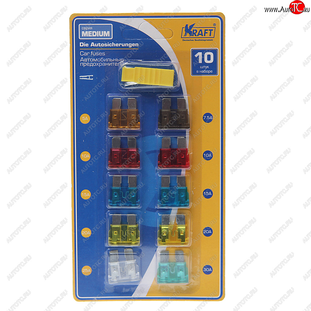 95 р. Предохранитель 5-30А флажковый комплект 10шт. с пинцетом KRAFT KRAFT kt870018  с доставкой в г. Кемерово