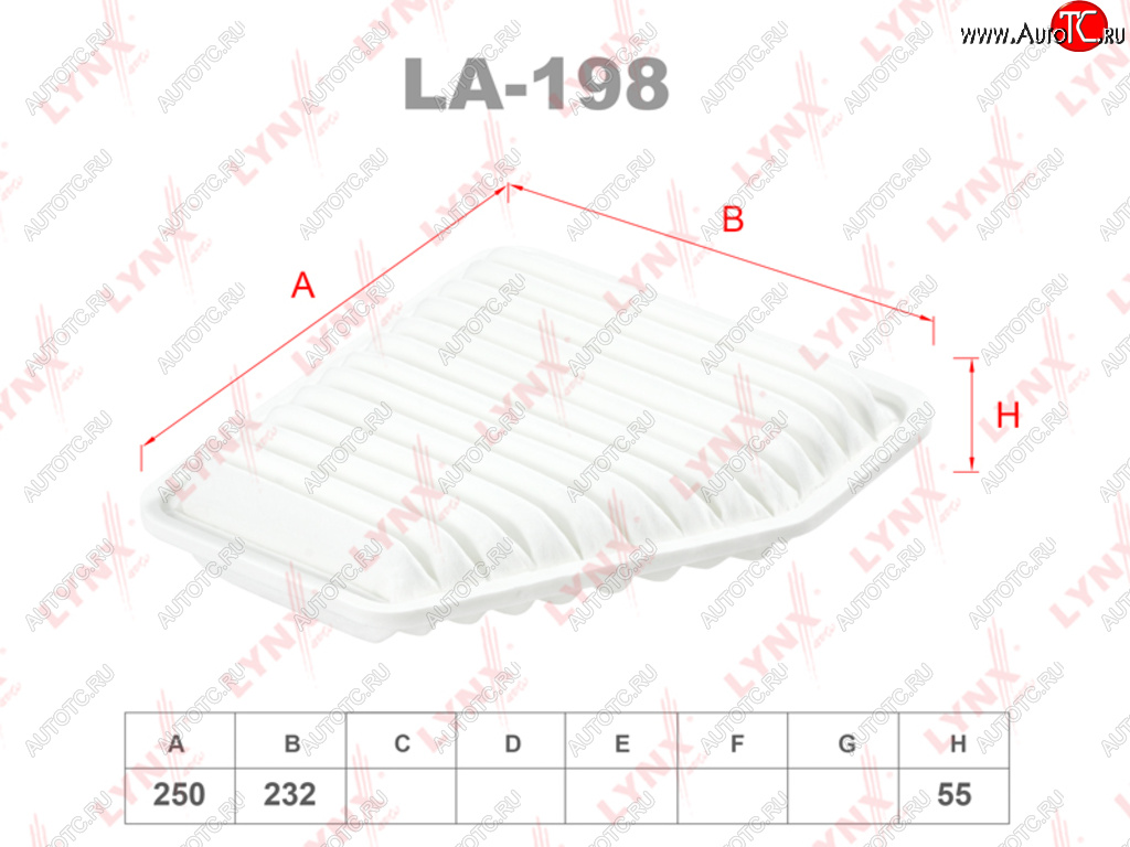 1 139 р. Фильтр воздушный TOYOTA Camry (06-),Rav 4 (06-) (2.02.43.5) LYNX LYNX la198  с доставкой в г. Кемерово