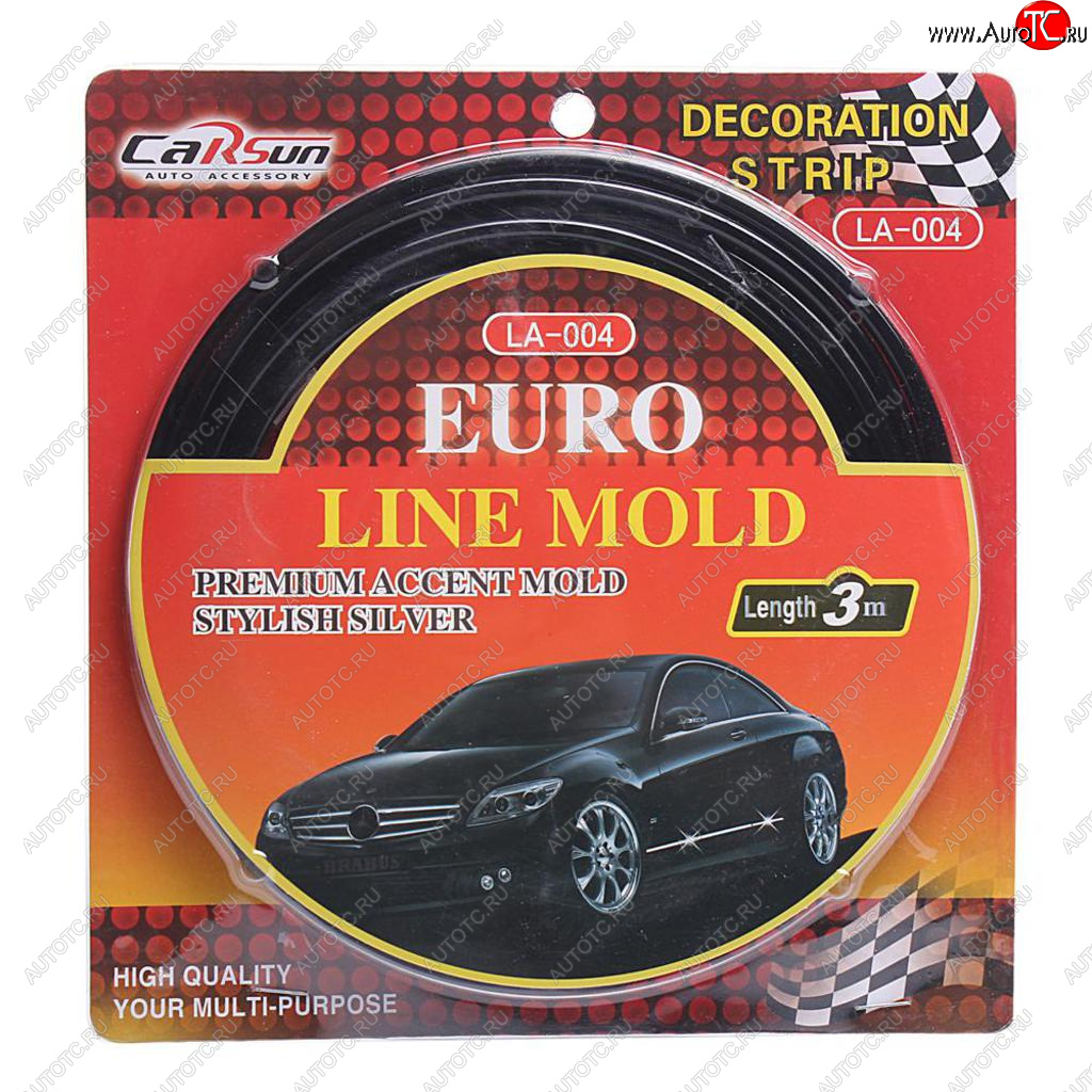243 р. Молдинг самоклеющийся 8мм х3м черный (блистер) CARSUN CARSUN la-381 black  с доставкой в г. Кемерово