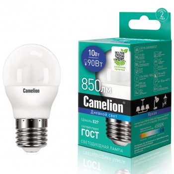 144 р. Лампа светодиодная E27 G45 10W (90W) 220V холодный Ultra CAMELION CAMELION led10-g45865e27  с доставкой в г. Кемерово. Увеличить фотографию 1