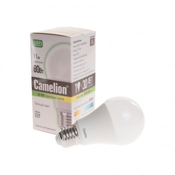 131 р. Лампа светодиодная E27 A60 11W (80W) 220V теплый BasicPower CAMELION CAMELION led11-a60830e27  с доставкой в г. Кемерово. Увеличить фотографию 1