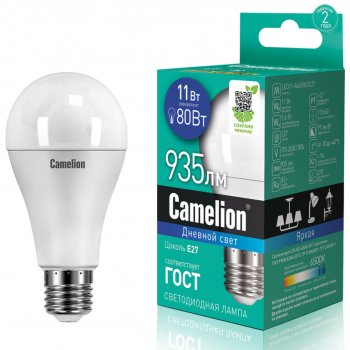 131 р. Лампа светодиодная E27 A60 11W (80W) 220V холодный Ultra CAMELION CAMELION led11-a60865e27  с доставкой в г. Кемерово. Увеличить фотографию 1