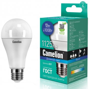 152 р. Лампа светодиодная E27 A60 13W (100W) 220V холодный Ultra CAMELION CAMELION led13-a60865e27  с доставкой в г. Кемерово. Увеличить фотографию 1