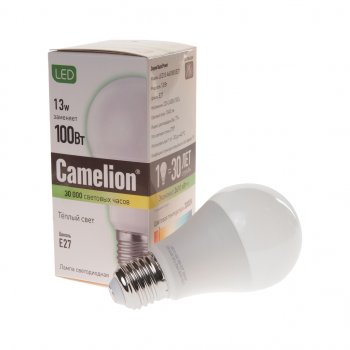 152 р. Лампа светодиодная E27 A60 13W (100W) 220V теплый BasicPower CAMELION CAMELION led13-a60-fl830e27  с доставкой в г. Кемерово. Увеличить фотографию 1