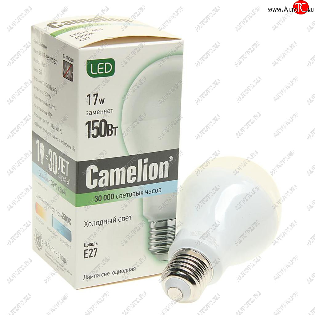 208 р. Лампа светодиодная E27 A65 17W (150W) 220V холодный BasicPower CAMELION CAMELION led17-a65845e27  с доставкой в г. Кемерово
