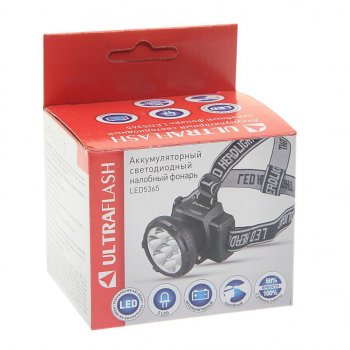 599 р. Фонарь налобный аккумуляторный ULTRAFLASH ULTRAFLASH led5365  с доставкой в г. Кемерово. Увеличить фотографию 4