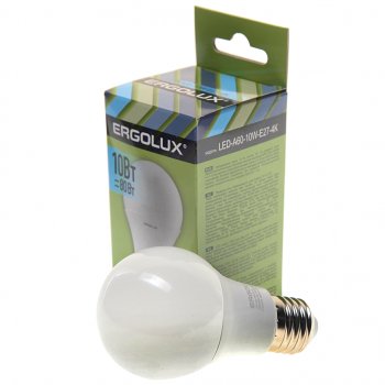 91 р. Лампа светодиодная Е27 А60 10W (80W) 220V холодный ERGOLUX ERGOLUX led-a60-10w-e27-4k  с доставкой в г. Кемерово. Увеличить фотографию 1