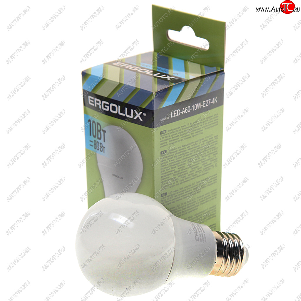 91 р. Лампа светодиодная Е27 А60 10W (80W) 220V холодный ERGOLUX ERGOLUX led-a60-10w-e27-4k  с доставкой в г. Кемерово
