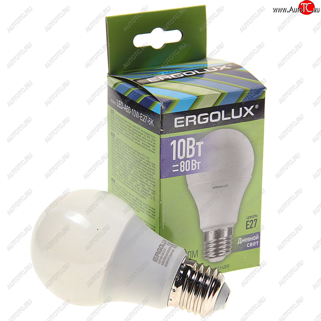 91 р. Лампа светодиодная Е27 А60 10W (80W) 220V дневной свет ERGOLUX ERGOLUX led-a60-10w-e27-6k  с доставкой в г. Кемерово