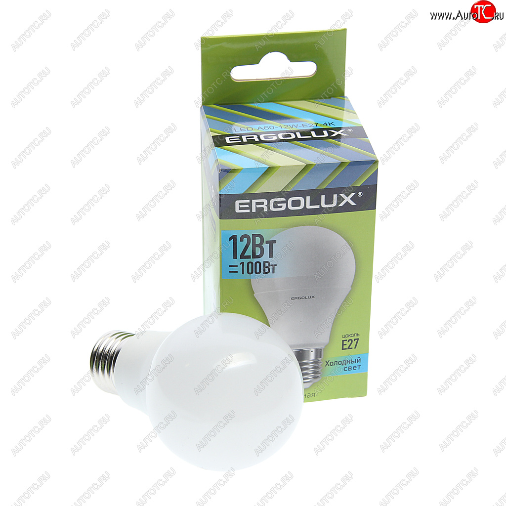 94 р. Лампа светодиодная Е27 А60 12W (100W) 220V холодный ERGOLUX ERGOLUX led-a60-12w-e27-4k  с доставкой в г. Кемерово