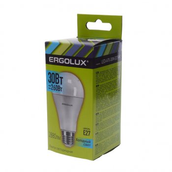 248 р. Лампа светодиодная E27 A70 30W (260W) 220V холодный ERGOLUX ERGOLUX led-a70-30w-e27-4k  с доставкой в г. Кемерово. Увеличить фотографию 3