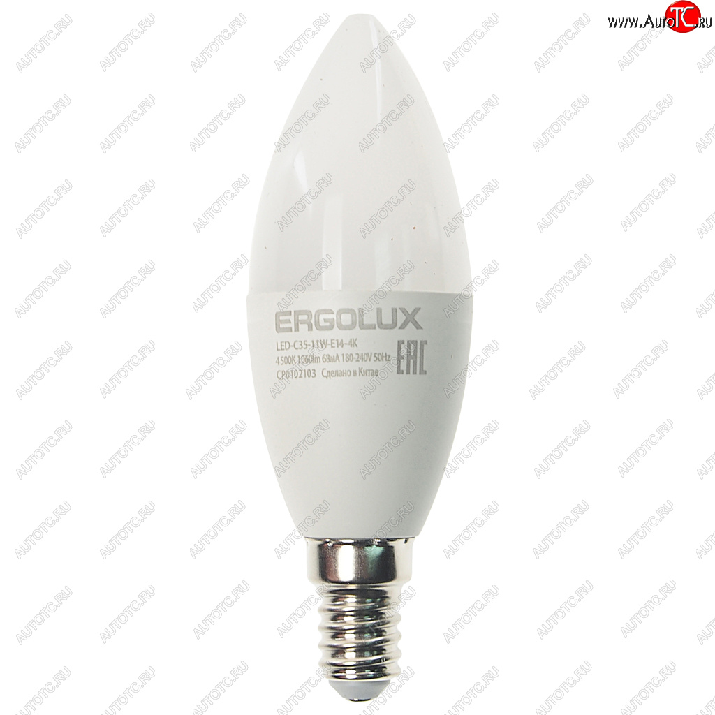 99 р. Лампа светодиодная E14 C35 11W (95W) 220V холодный ERGOLUX ERGOLUX led-c35-11w-e14-4k  с доставкой в г. Кемерово