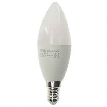 99 р. Лампа светодиодная E14 C35 11W (95W) 220V дневной свет ERGOLUX ERGOLUX led-c35-11w-e14-6k  с доставкой в г. Кемерово. Увеличить фотографию 1