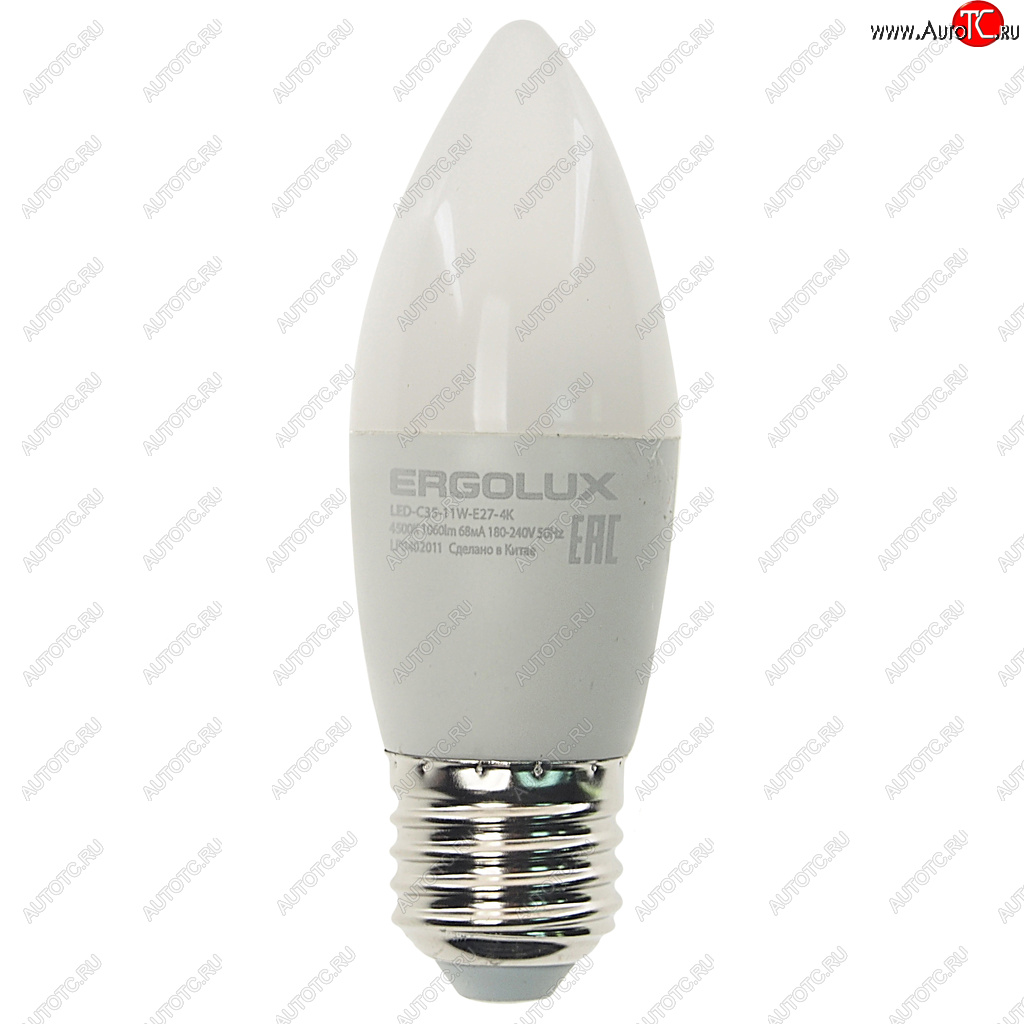 102 р. Лампа светодиодная E27 C35 11W (95W) 220V теплый ERGOLUX ERGOLUX led-c35-11w-e27-4k ERGOLUX led-c35-11w-e27-4k  с доставкой в г. Кемерово