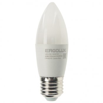 99 р. Лампа светодиодная E27 C35 11W (95W) 220V дневной свет ERGOLUX ERGOLUX led-c35-11w-e27-6k  с доставкой в г. Кемерово. Увеличить фотографию 1