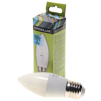 105 р. Лампа светодиодная Е27 C35 9W (80W) 220V холодный ERGOLUX ERGOLUX led-c35-9w-e27-4k  с доставкой в г. Кемерово. Увеличить фотографию 1
