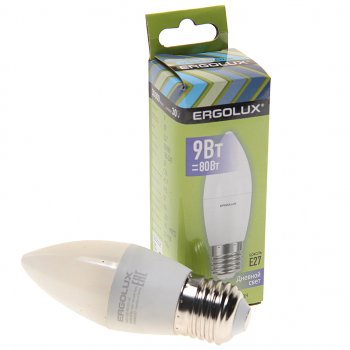 105 р. Лампа светодиодная Е27 C35 9W (80W) 220V дневной свет ERGOLUX ERGOLUX led-c35-9w-e27-6k  с доставкой в г. Кемерово. Увеличить фотографию 1