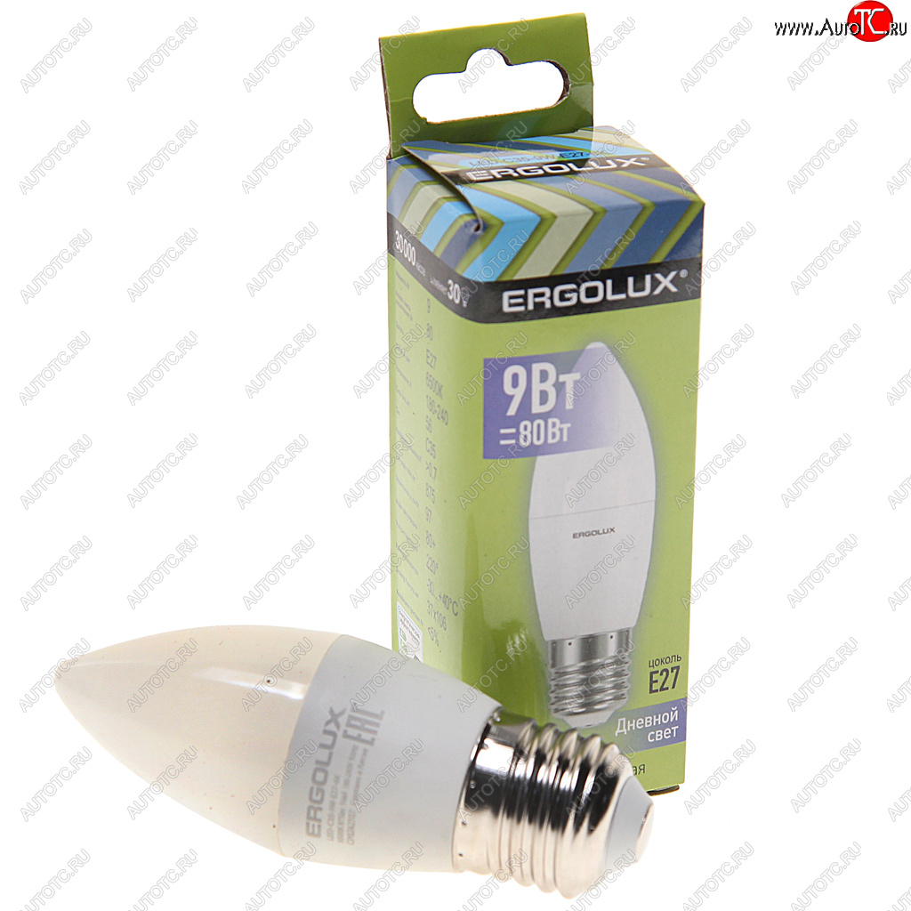 105 р. Лампа светодиодная Е27 C35 9W (80W) 220V дневной свет ERGOLUX ERGOLUX led-c35-9w-e27-6k  с доставкой в г. Кемерово