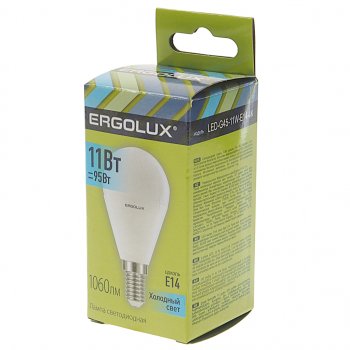 99 р. Лампа светодиодная Е14 G45 11W (95W) 220V холодный ERGOLUX ERGOLUX led-g45-11w-e14-4k  с доставкой в г. Кемерово. Увеличить фотографию 2