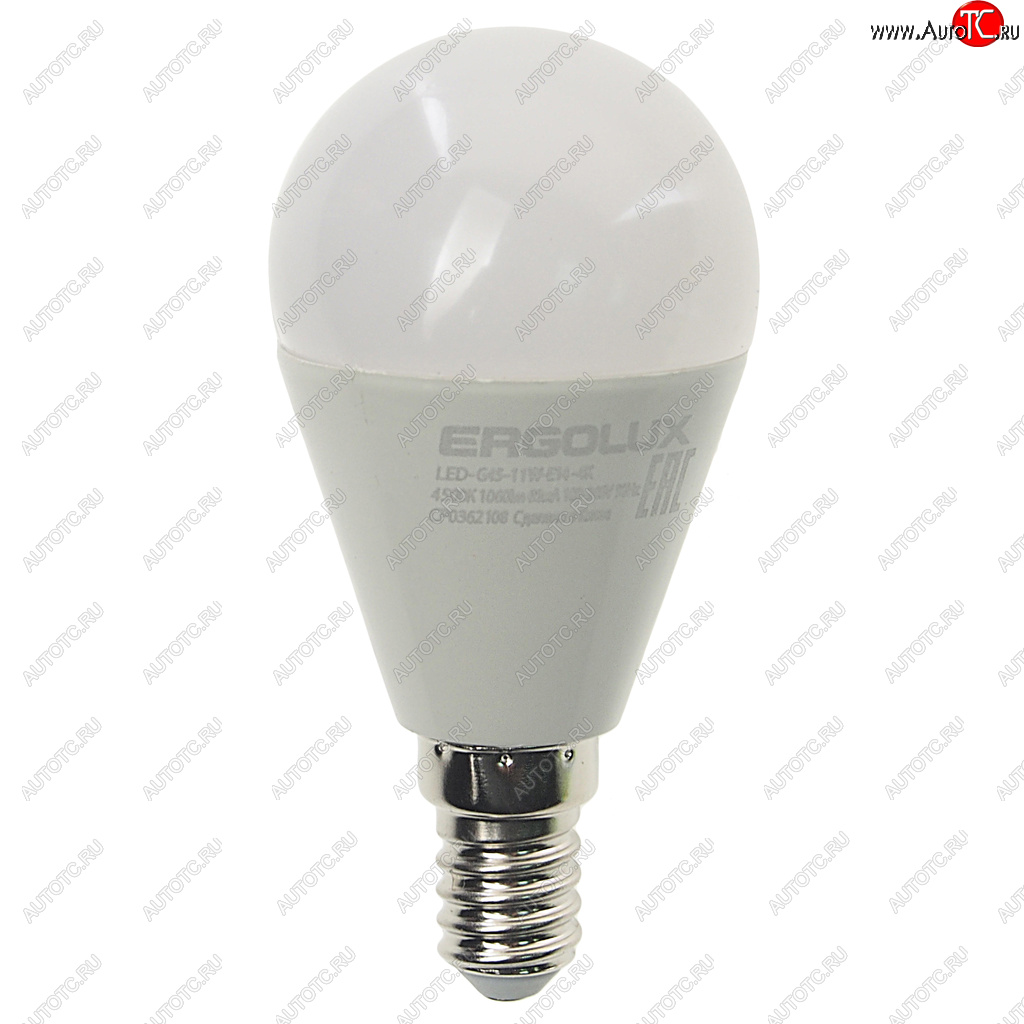 99 р. Лампа светодиодная Е14 G45 11W (95W) 220V холодный ERGOLUX ERGOLUX led-g45-11w-e14-4k  с доставкой в г. Кемерово