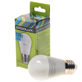 99 р. Лампа светодиодная Е27 G45 11W (95W) 220V холодный ERGOLUX ERGOLUX led-g45-11w-e27-4k  с доставкой в г. Кемерово. Увеличить фотографию 1