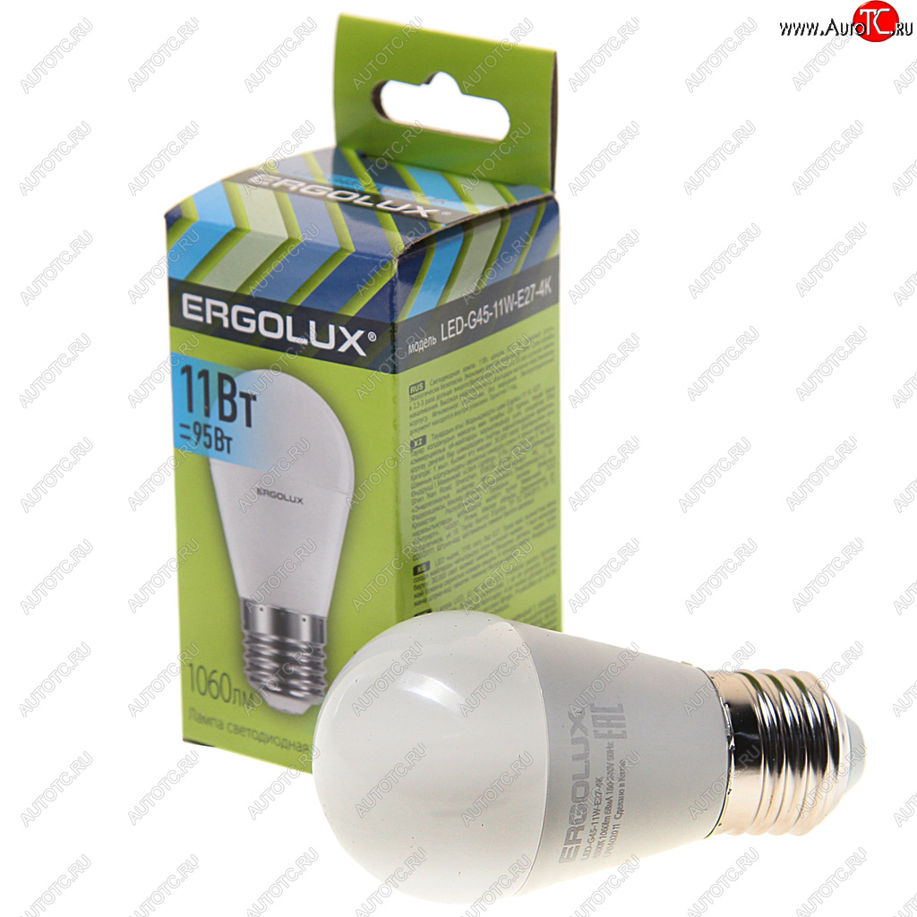 99 р. Лампа светодиодная Е27 G45 11W (95W) 220V холодный ERGOLUX ERGOLUX led-g45-11w-e27-4k  с доставкой в г. Кемерово