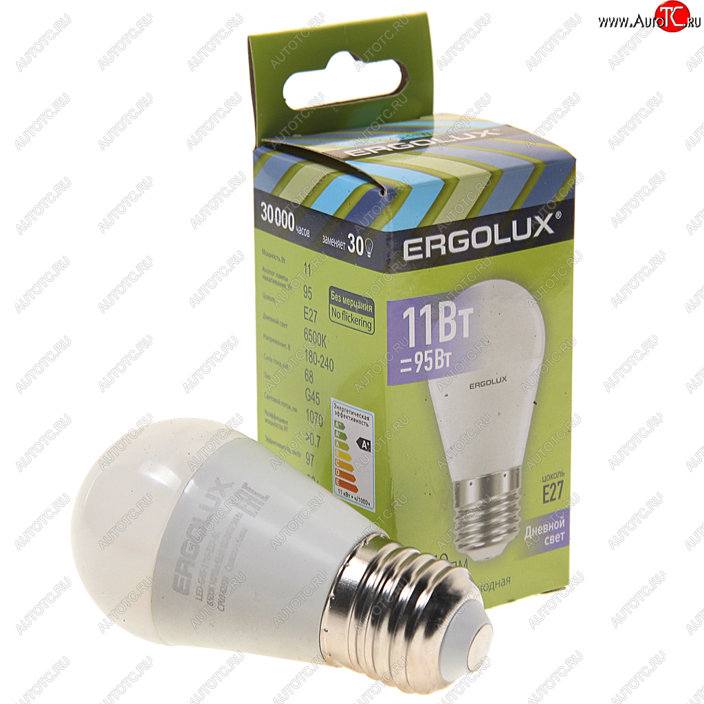 99 р. Лампа светодиодная Е27 G45 11W (95W) 220V дневной свет ERGOLUX ERGOLUX led-g45-11w-e27-6k  с доставкой в г. Кемерово