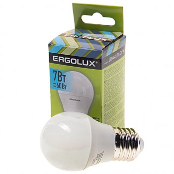 83 р. Лампа светодиодная Е27 G45 7W (60W) 220V холодный ERGOLUX ERGOLUX led-g45-7w-e27-4k  с доставкой в г. Кемерово. Увеличить фотографию 1